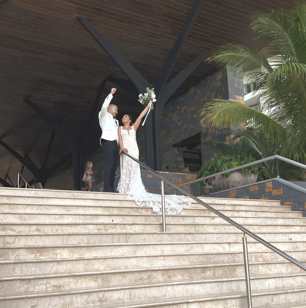Bride and Groom at Dreams Natura in Cancun